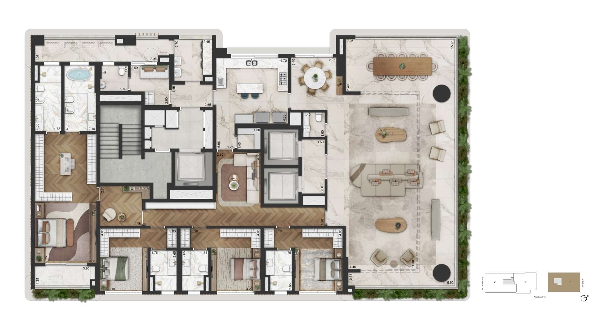 PLANTA PADRÃO - 416 M² | FINAL 01 - TORRE 01