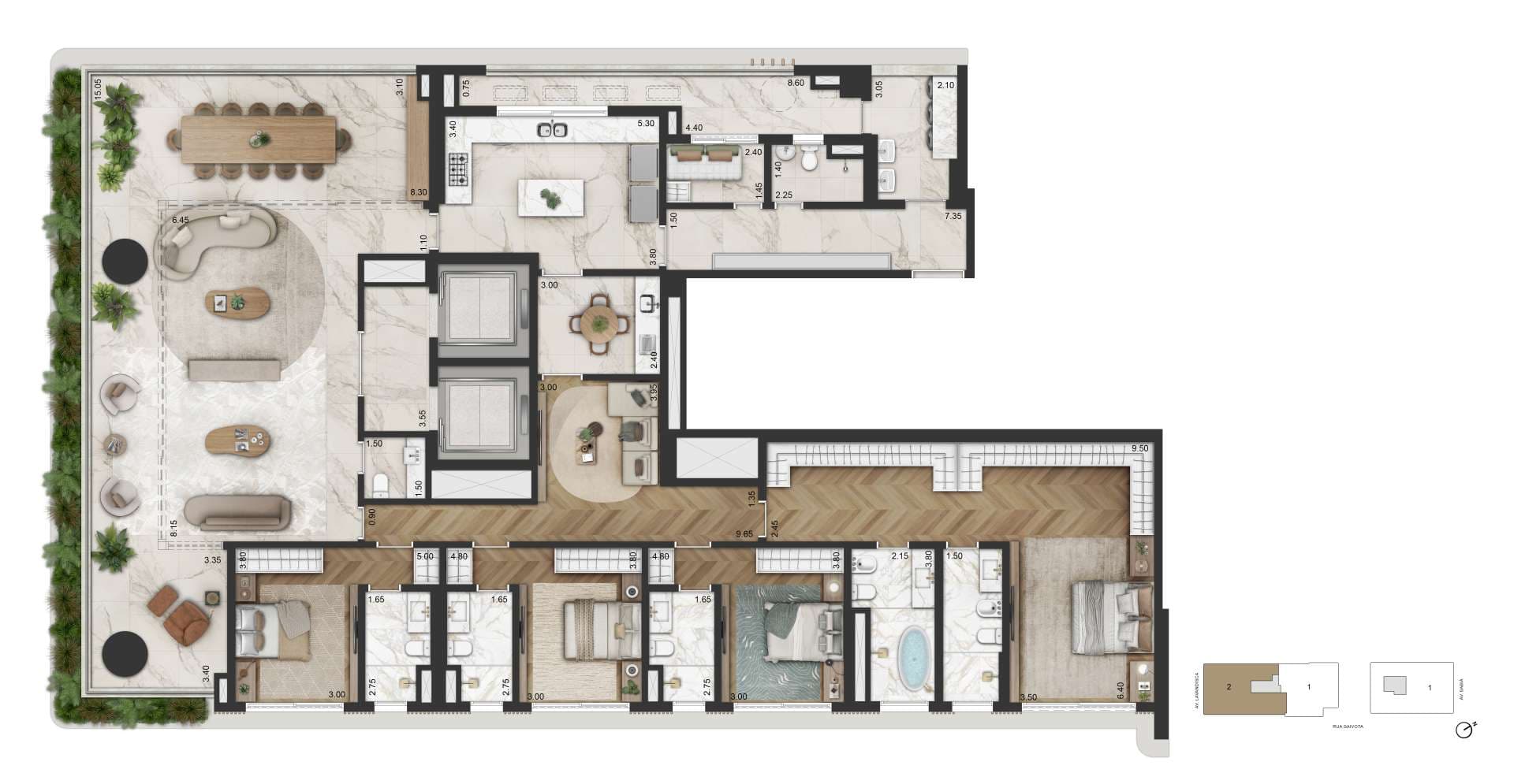 PLANTA PADRÃO - 345 M² | FINAL 02 - TORRE 02