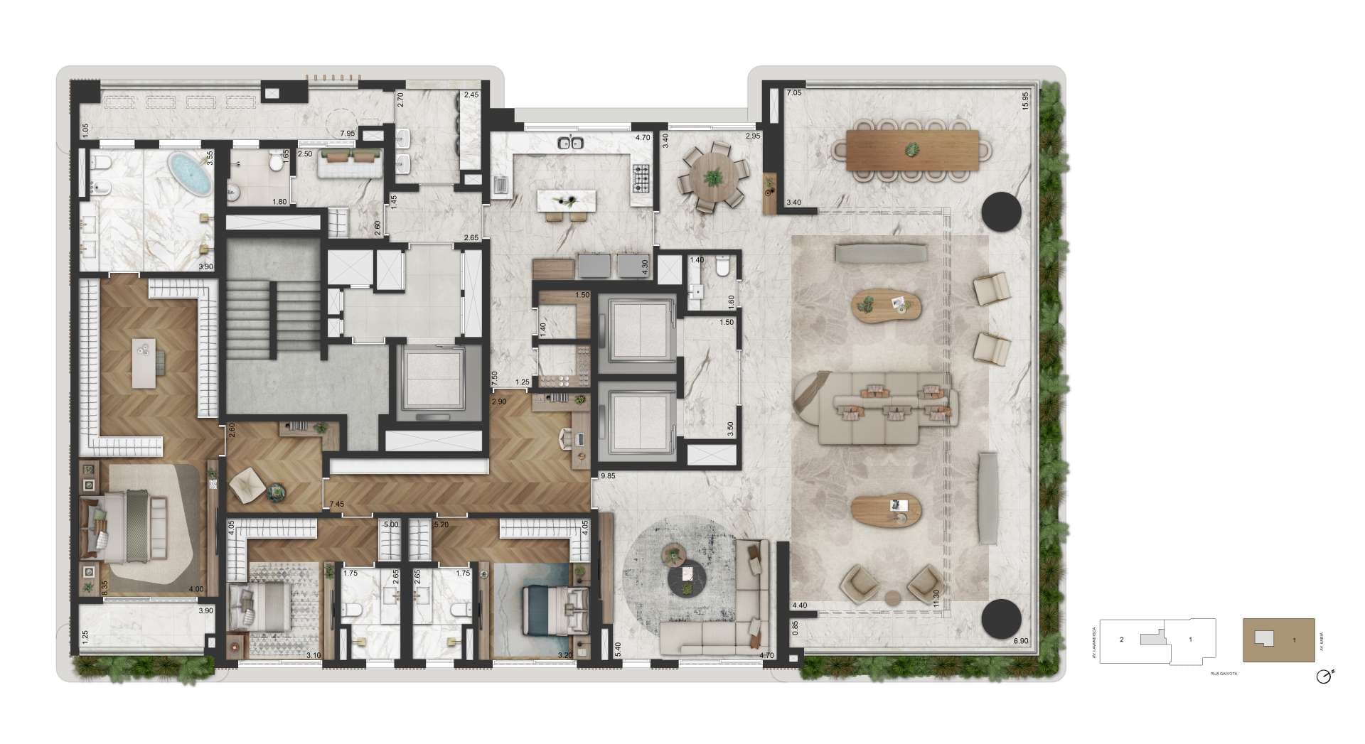 PLANTA OPÇÃO 1 - 416 M² | FINAL 01 - TORRE 01