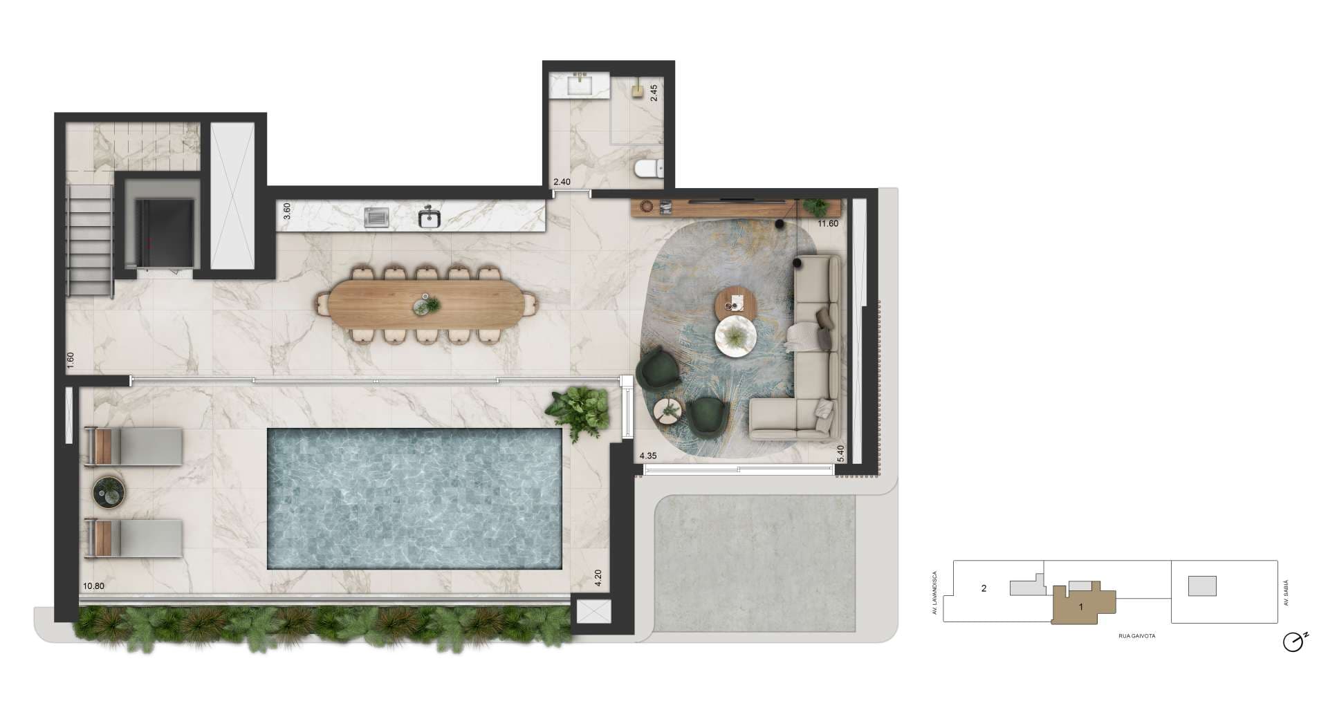 PLANTA PADRÃO - UNIDADE CASA 442 M² | FINAL 01 - TORRE 02 | 3º PAVIMENTO